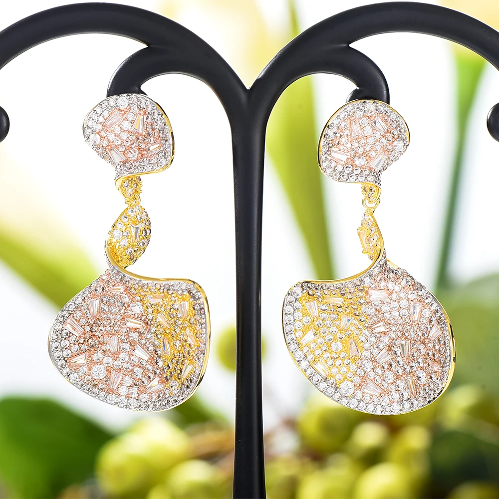 

Kellybola Gorgeous Cubic Zircon Earrings Irregular Pendant Earrings CZ Women's Wedding Party High Quality Jewelry Accessories