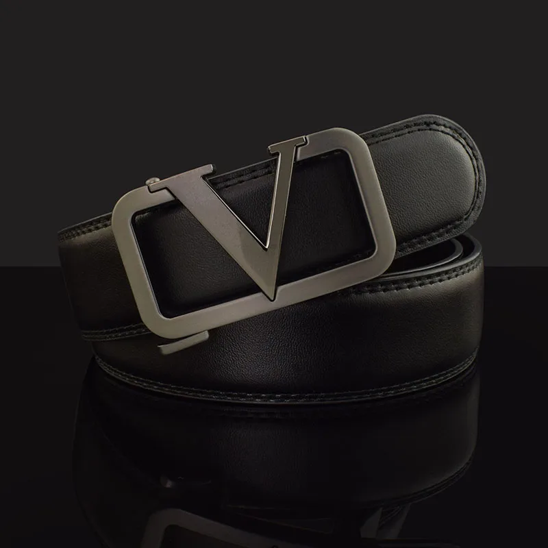 

New Black Men's Leather Automatic Metal Buckle Belt 3.5 cm Wide Male Belt High Quality Ceinture Men