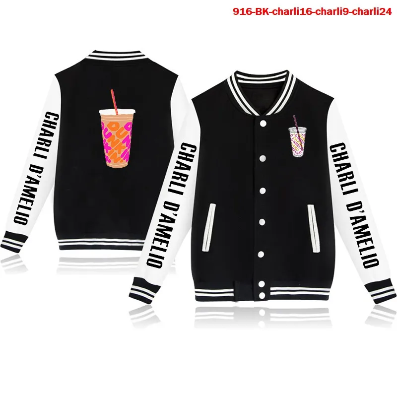 

New Baseball Jacket Charli D'amelio Print Women Clothing Fashion Uniform Men Autumn Winter Casual Sportwear Charli Damelio Coat