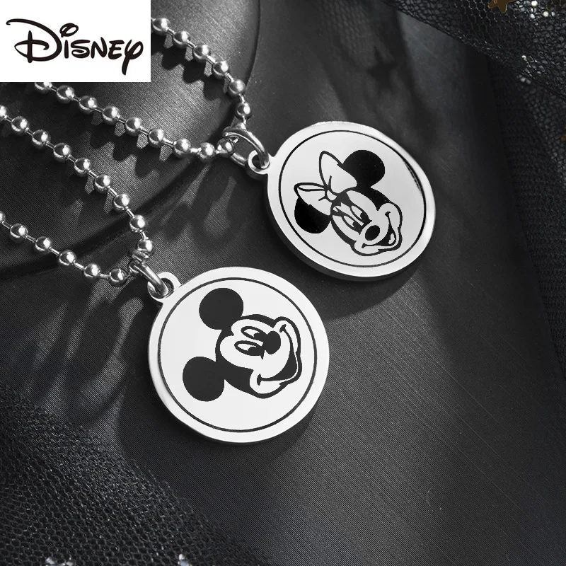 

Disney Cartoon Couple Necklace Cute Mickey Minnie Pendant Jewelry Fashion Casual Simple Titanium Steel Pendant Necklace