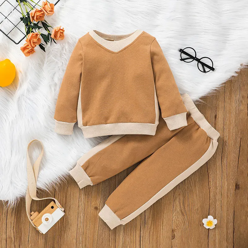 

Spring Toddler Baby Boy Clothes Korean Style Color-blocking Tracksuit Kids Clothing Sets Pullover O-neck Trousers 2 Piece Suit