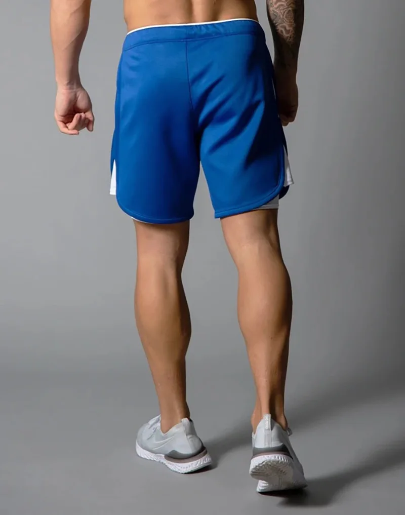 Summer New Style Jogging Double-layer Men's Mesh Shorts Gym Sports Shorts Fitness Bodybuilding Exercise Men's Black Casual Short