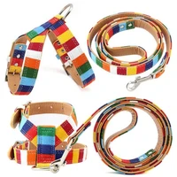 pet dog collar harness designer collar leather plain collar for big small dog canvas colorful rainbow dog collar halter leash