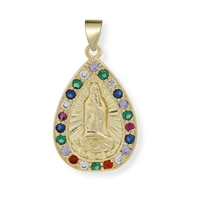 aaa cubic zirconia crystal gold plated virgin mary mother of god pendant for necklace makings multicolor cz christian jewelry
