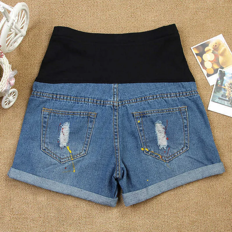 Maternity Shorts Premama with Paint Hole Maternity Jeans Short Care Belly Fashion Denim for Pregnant Trouser Lady Pants 2017