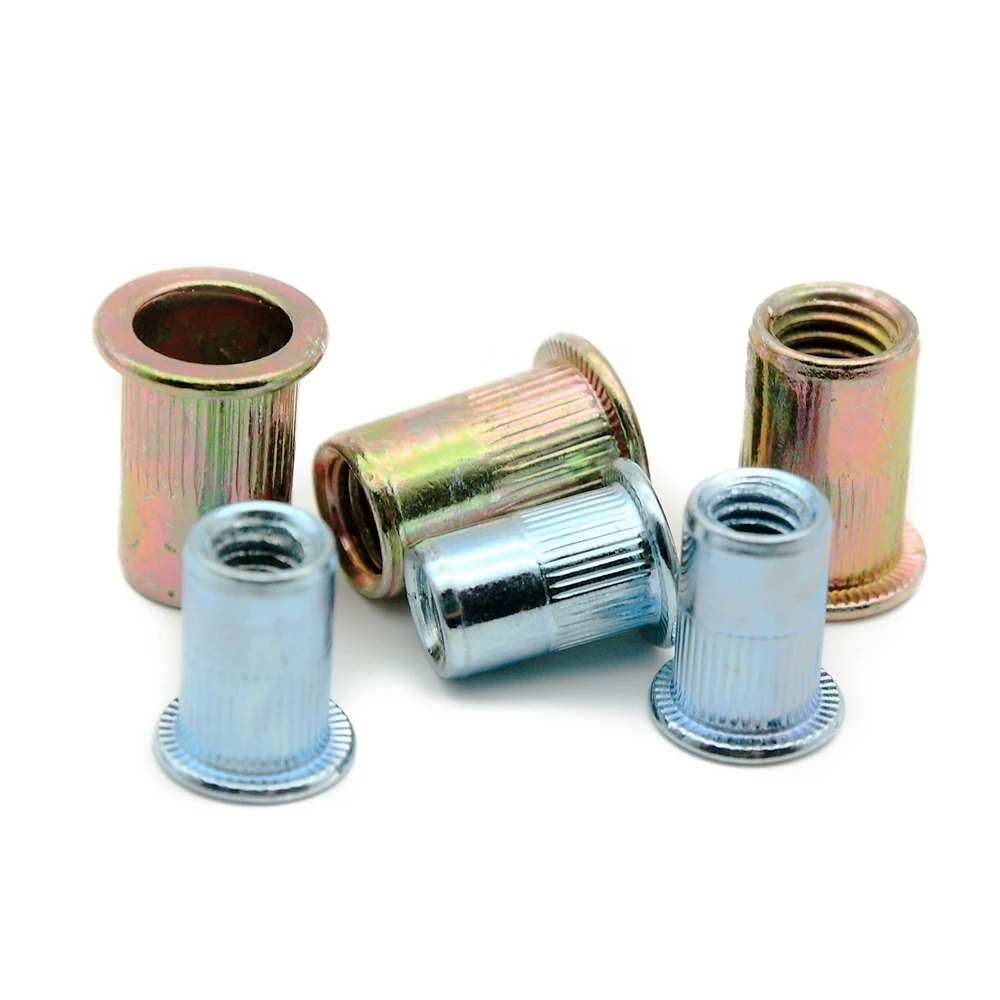 Оптовая продажа углеродистая сталь плоская головка заклепки гайка M3 M4 M5 M6 M8 M10 M12
