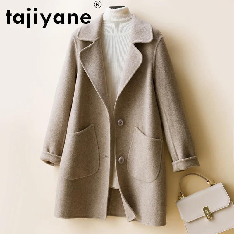 

2021 Jacket Women's Real Fur Coat Women 100% Wool Jackets Double-sided Cashmere Coats Long Cloth Casaco Feminino TN1561