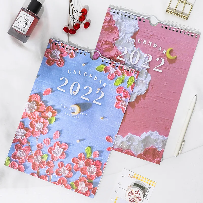 

2022 NEW Kawaii Cute Spring Flower Calendar Coil Wall Calendars Schedule Creative Desk Dates Reminder Timetable Planner sl3132