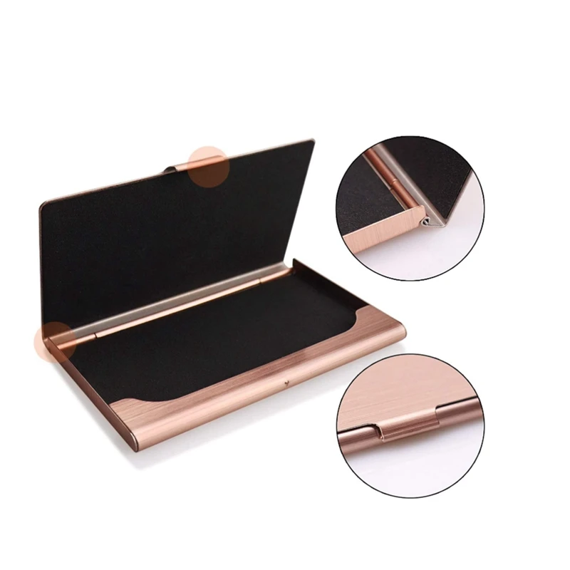 

3Pack Unisex Business Card Holder Stainless Steel Card Container Case for Credit Card Name Card ID Card (Rose Gold)