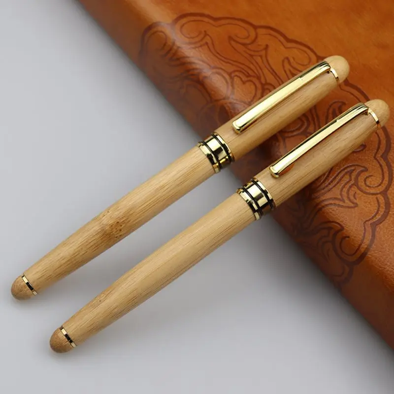 

1 Set Engraved Bamboo Ballpoint Pen Box Case Custom Crystal Pen Wedding Favors Father's Day Back To School Gift