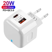 dual port 20w pd usb wall charger qc3 0 mobile phone fast charging travel adapter eu uk us for iphone 12 11 pro max xiaomi