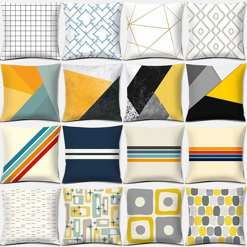 

Fresh Modern Geometric Print Square Pillowcase Home Decoration Car Sofa Cushion Cover