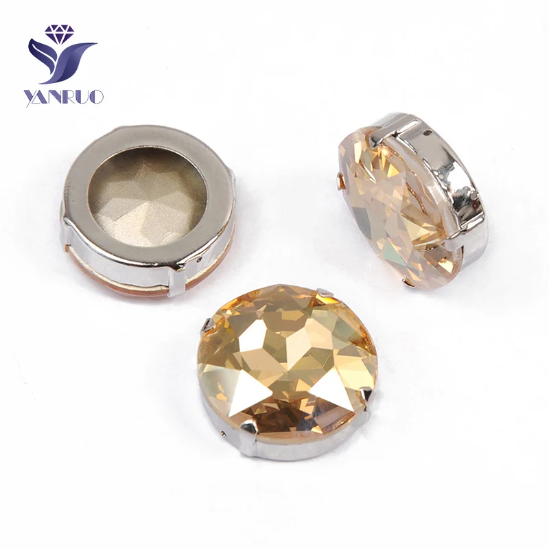 Golden Shadow Yanruo 1201 круглая нашивная СТРАЗА стеклянные поделки камни и кристаллы Точка назад большие стразы для украшения - Цвет: Golden Shadow