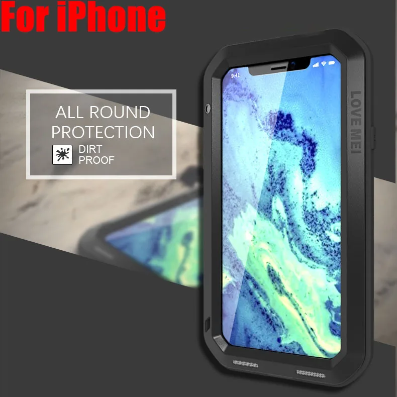 Для IPHONE 11 Pro Max XS XR 8 7 6 PLUS 5SE LOVE MEI алюминиевый металл+ стекло Gorilla glass ударопрочный водонепроницаемый чехол для iPhone8 IPX04