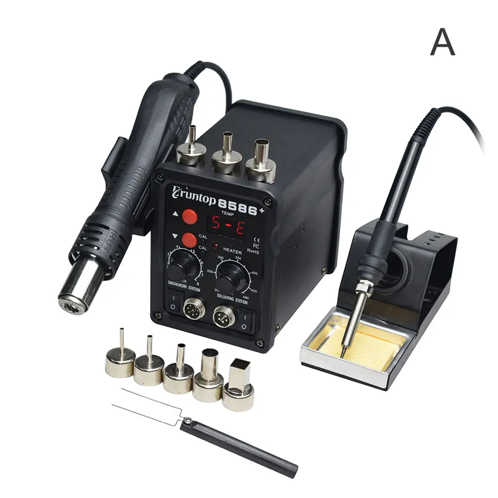 A 2 в 1 Eruntop 8586+ ESD фена паяльная станция сварочный паяльник для IC SMD распайки Переделанный 8586 - Цвет: A