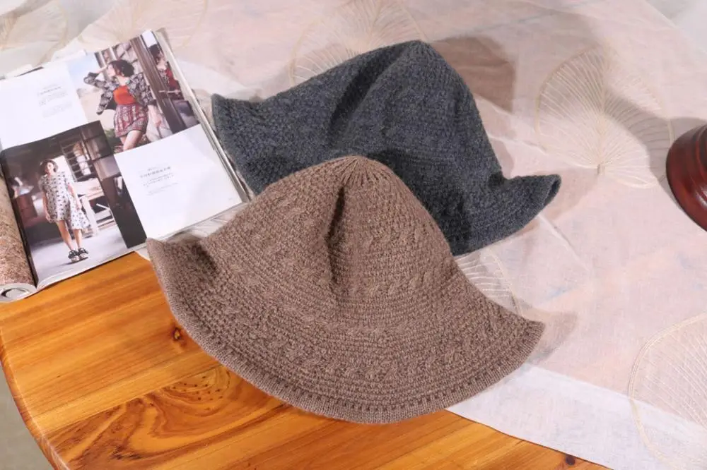 Однотонная вязаная Панама японская Корейская стильная зимняя шапка для рыбалки