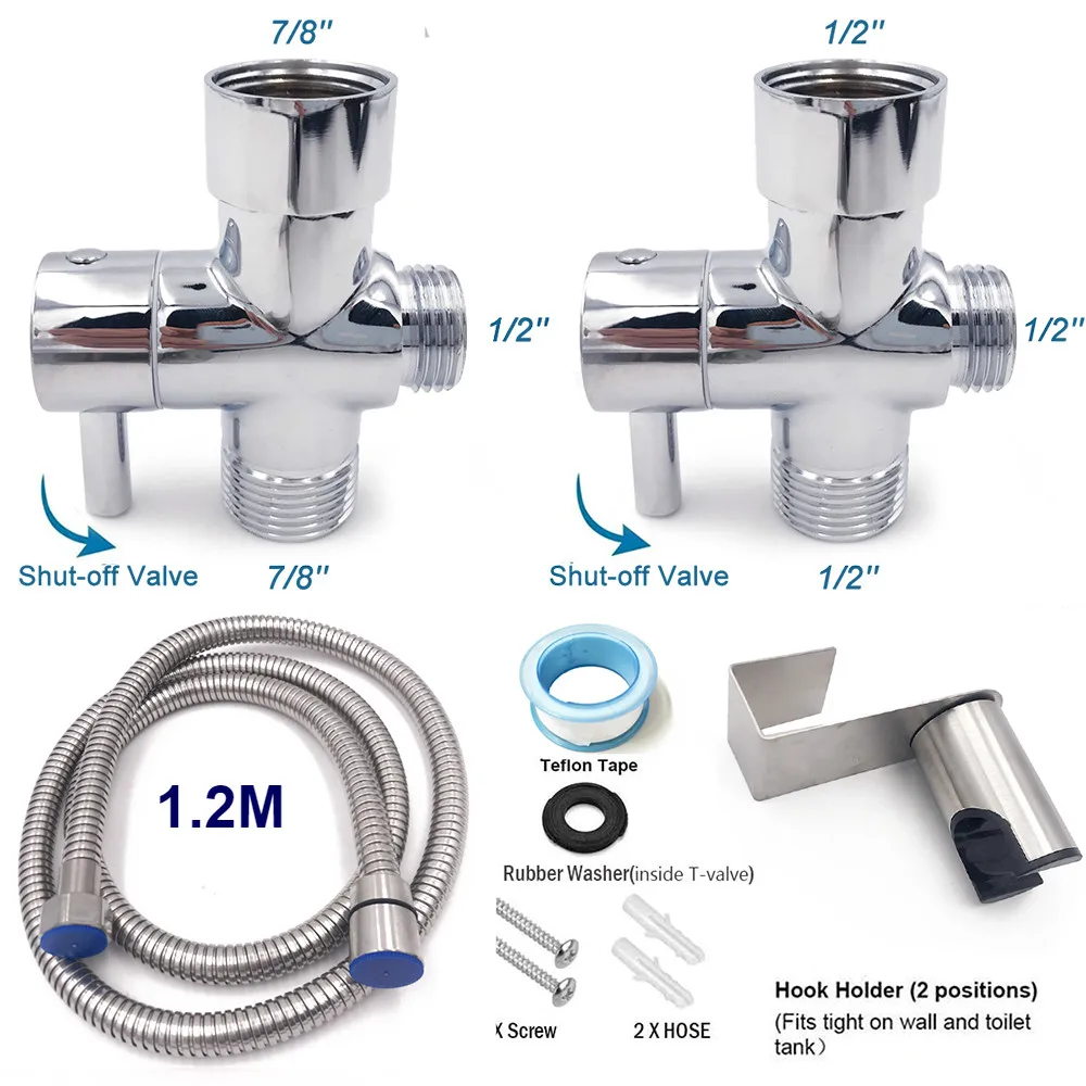 

Toilet Hand Bidet Faucet Bathroom Bidet Shower Sprayer 1.2M Hose Tank Hooked Holder Easy Install for Women's Health Protection