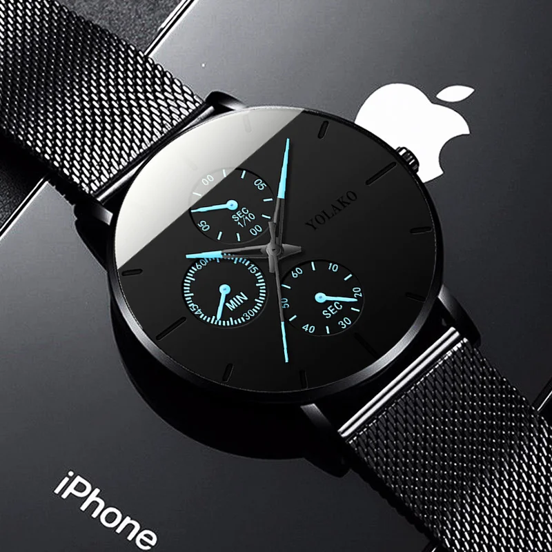 

2021 Mens Fashion Watches for Men Business Casual Ultra Thin Clock Male Stainless Steel Mesh Belt Quartz Watch relogio masculino