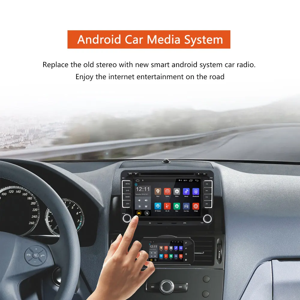 Camecho 2 Din Автомобильный мультимедийный плеер Android " Автомагнитола аудио для VW/Golf/6/Golf/5/Passat/Jetta/T5/EOS/POLO/Touran/SEAT/Sharan