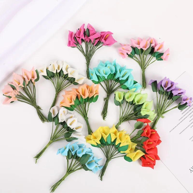 

12 Pieces Artificial Calla Lily Home Decoration Accessories Wedding Decoration Garland Christmas Candy Boxes Flower Arrangement