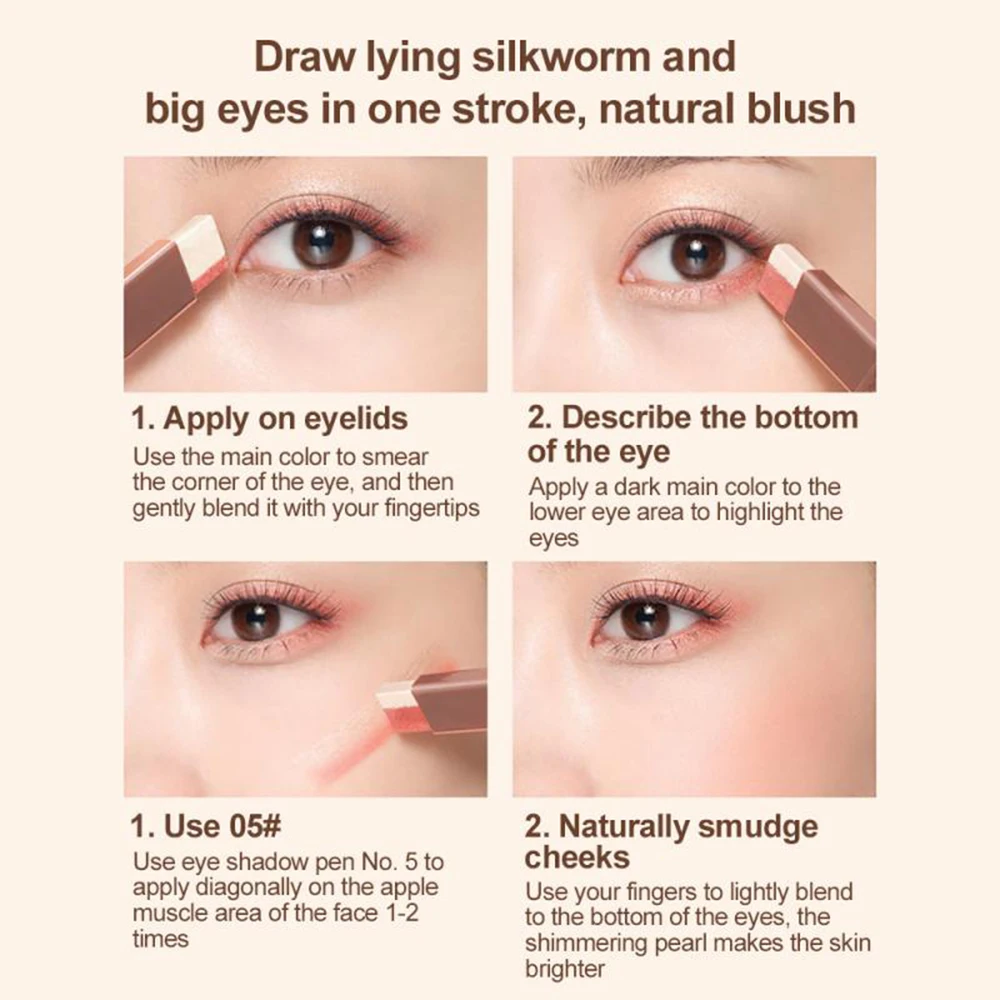 

Double Color Eyeshadow Stick Stereo Shimmer Eye Makeup Shadow Cream Pen Metallic Eyeshadow Cosmetics Tool Waterproof