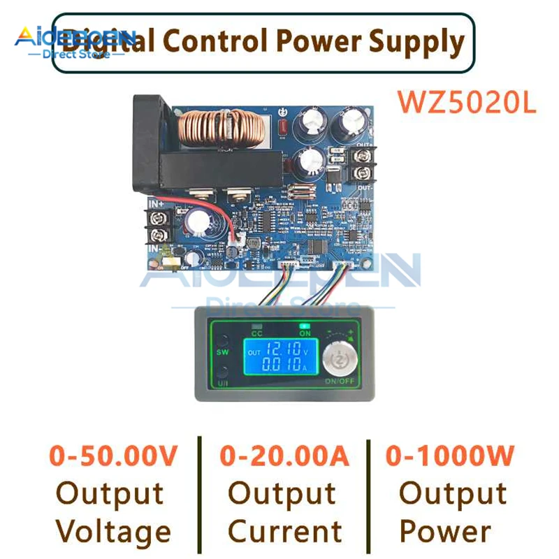 WZ5020L WZ5012L DC DC Buck Converter CC CV Step-down Power Module 50V 20A 12A 1000W Adjustable Voltage Regulated Power Supply