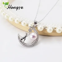 hongye designer necklaces for women little cat natural pearl neck chains sensitive skin personalized jewelry pendant moon