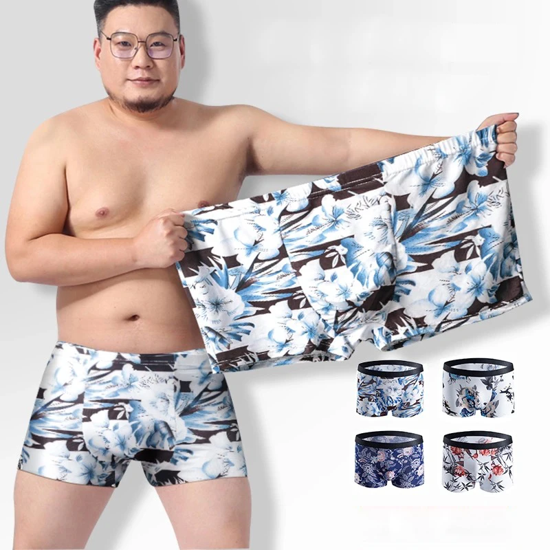 Ice silk Men Boxer Shorts Soft Boxers Men's Plus Size Panties Men’s Underpants Male Printed Underwear Thin Boxershorts 9XL 10XL