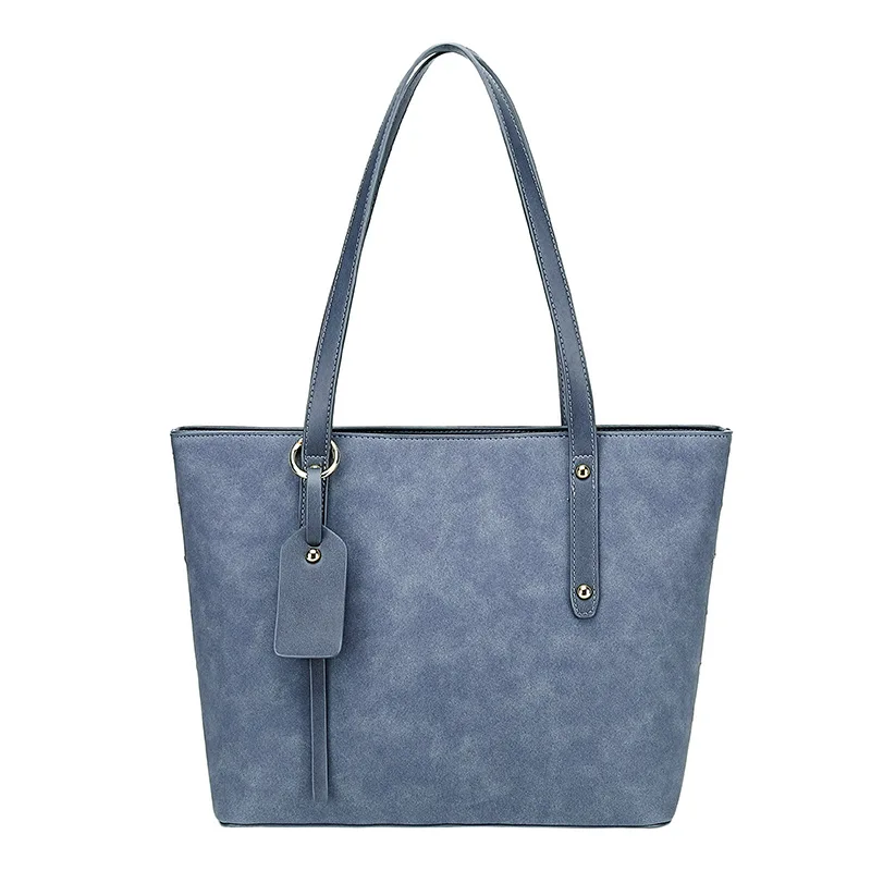 

30pcs Lot Retro Dull Polish PU Handbag Wholesale Blanks Blue Tote With Zipper Closure Wedding Gift Tote DOMIL1201