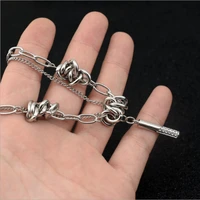 new mens jewelry styles stainless steel individual knot double layer necklaces womens rhinestone pendants stacked clavicle