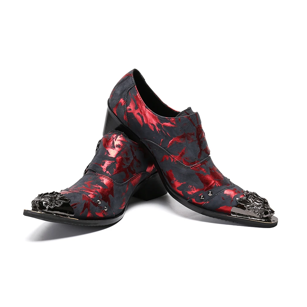 

Handmade Men Italian Shoes Luxury Claquette Steel Toe Shoes Oxford Men's Formal Wedding Party Dress Shoes Printed Men High Heels