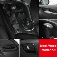 qhcp steering wheel button frame air vent cover gear shift head knob stickers black wood abs interior for toyota camry 2018 2019