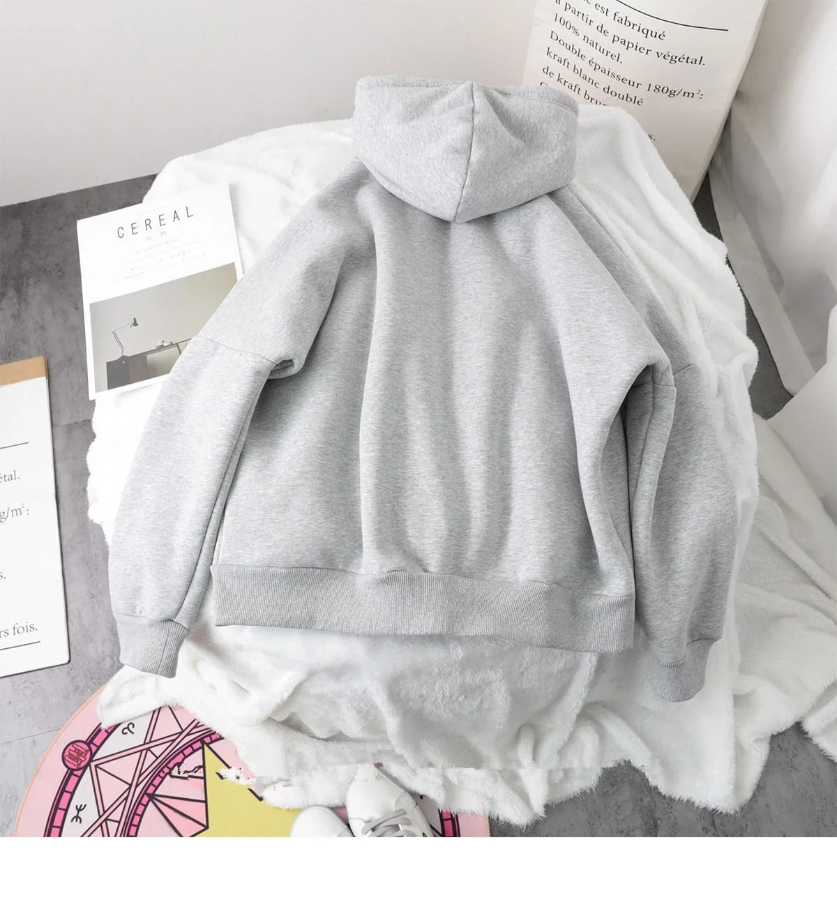

Lazy Plush and Thick Zip-up Autumn And Winter Fashion Women Sweatshirt hoodie coat Soild Color Long Sleeve Female