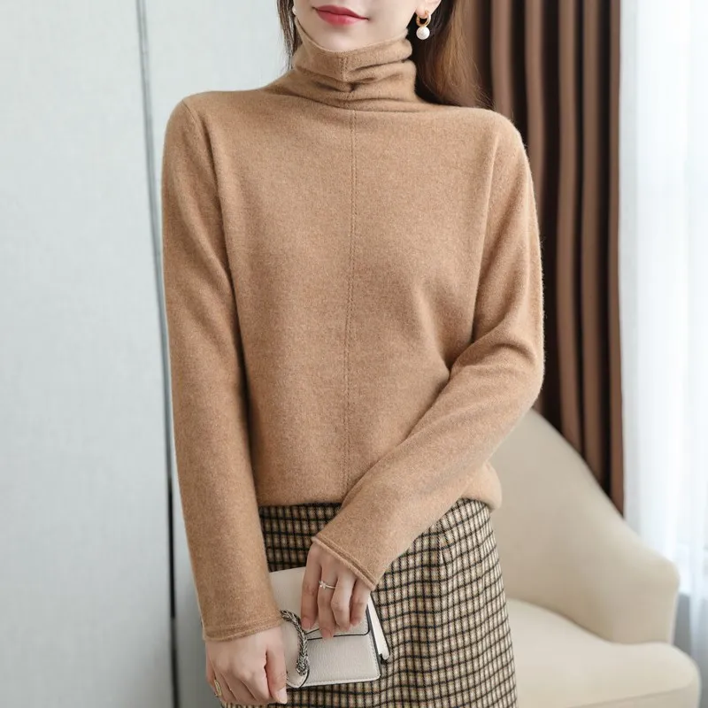 

LITVIRYH Winter Women's Sweaters Turtleneck Long Sleeve 100% Wool Female Pullover Knit Tops Pull Femme Knitted Jumpers 19 Colors