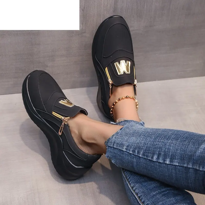 

Fashion Women Chunky Sneakers 2021 Platform Shoes Zipper Women's Vulcanized Shoes Round Head Women Casual Shoes Zapatos Mujer