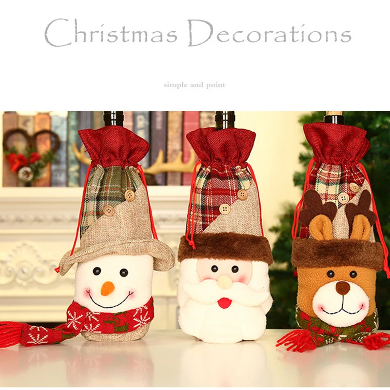 Санта-Клаус Подарочная сумка для бутылки вина Рождественский Новогодний Декор