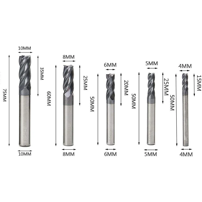 5 шт. 4 фута Фрезерные фрезы фрезерные Фрезы с ЧПУ Концевая фреза набор