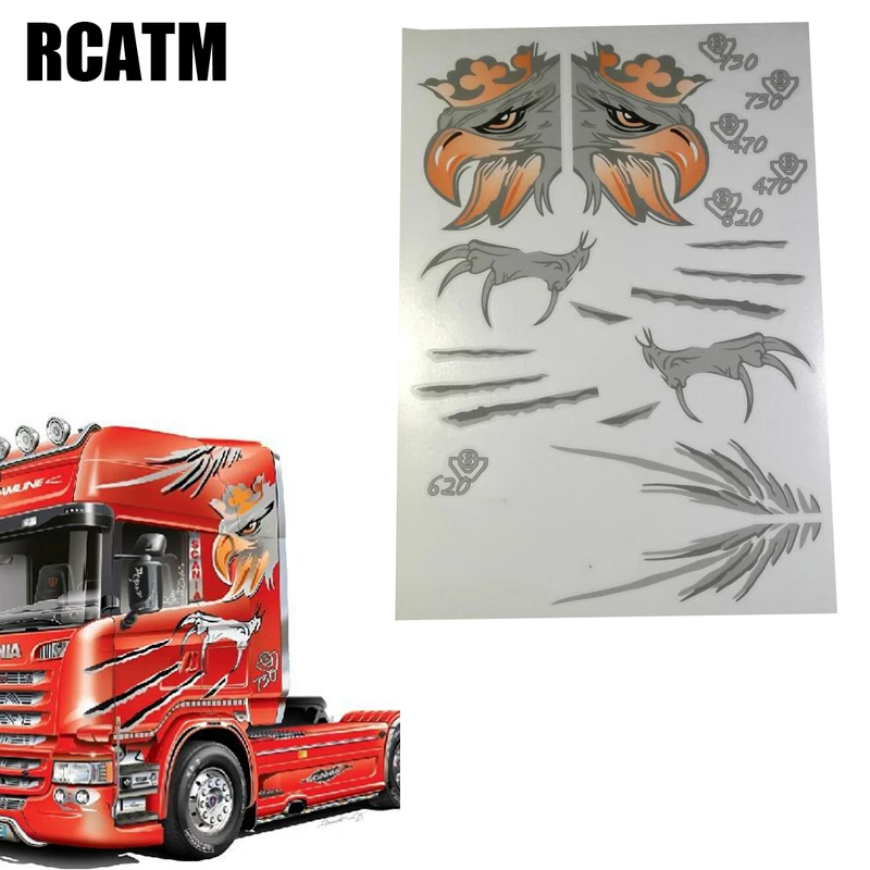 Наклейки с головой Орла для радиоуправляемого автомобиля 1/14 Tamiya RC Truck 730 620 470 56323