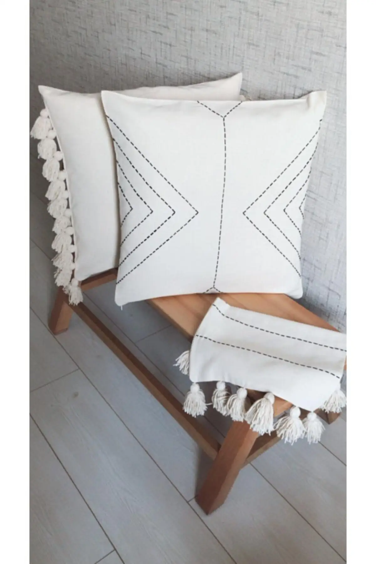 

Linen Pillow Case, Square, Natural, Fringed, Hand Made, (45*45)