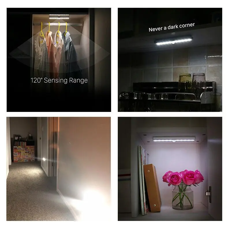 

10-50cm USB Rechargeable Lamp LED Night Light Dimmer Motion Sensor Light Staircase Closet Tube Lamp For Kitchen Cabinet Wardrobe