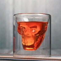 glass cup wine mug double layer travel christmas mugs 2575150250ml transparent bar 1pc skull goblet