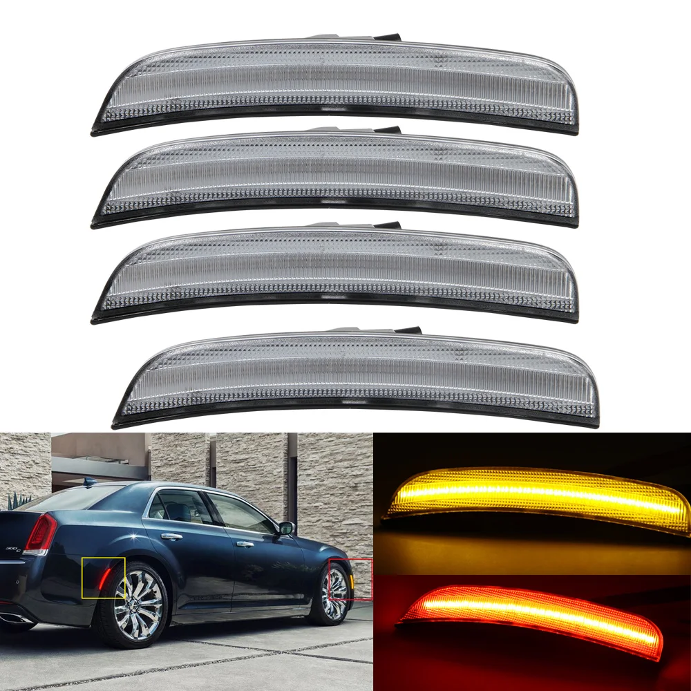 4X Копченый/прозрачные линзы для Jeep Grand Cherokee Chrysler 300 Светодиодный Боковой габаритный фонарь спереди Янтарный задний красный