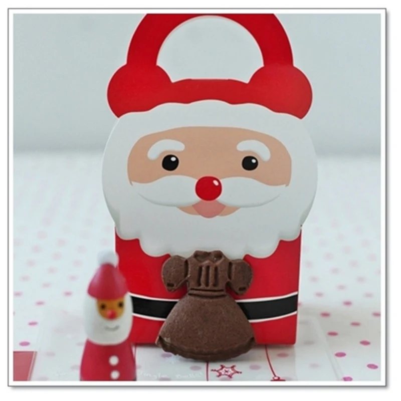 

New High Quality 10pcs Christmas Ornaments Paper Gift Box Santa Claus Candy Bag Cookies Christmas Decoration Cute