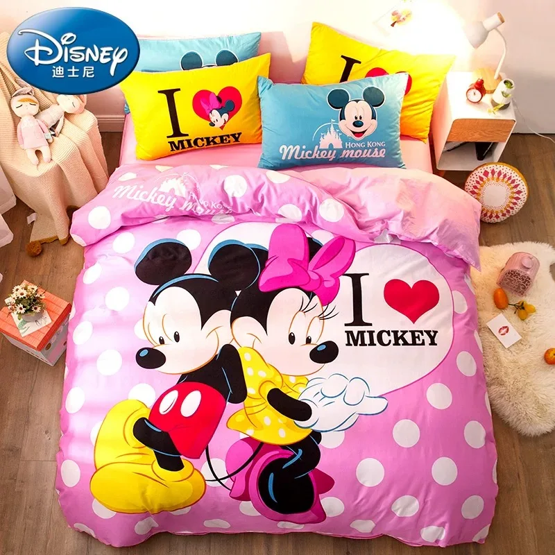 

DISNEY pink duvet cover set for kids bedding twin size coverlets cotton queen king bed set 3 pc Mickey Minnie Mouse girls Couple