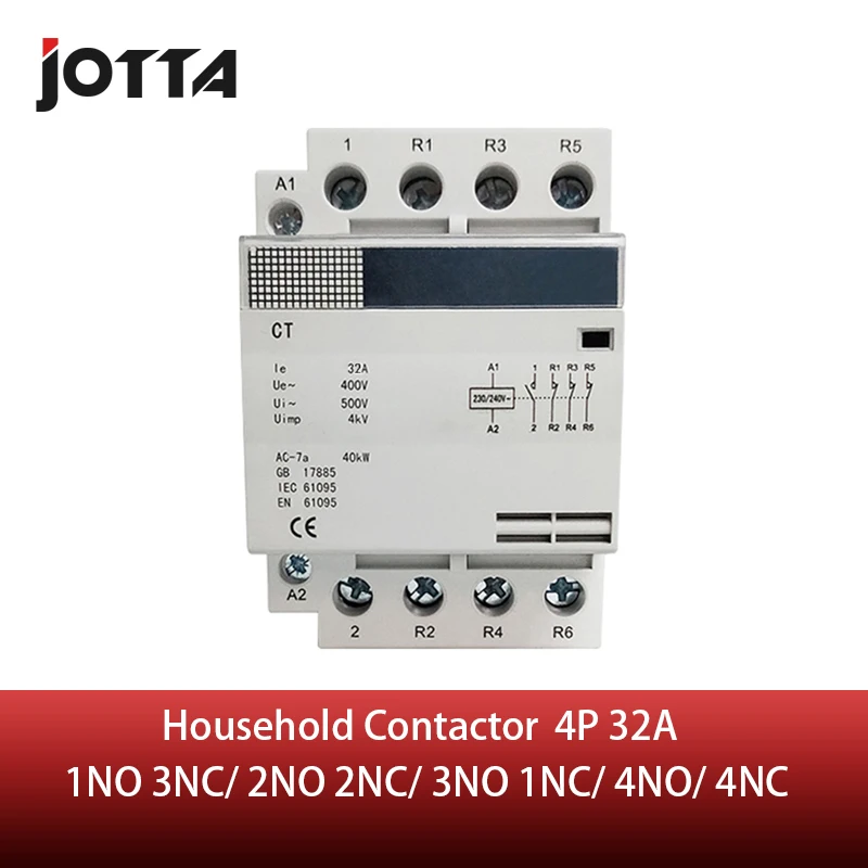 4P 32A 220 V/230 V 50/60HZ din rail AC контактор для дома 1NO 3NC/2NO 2NC/3NO 1NC/4NO/4NC