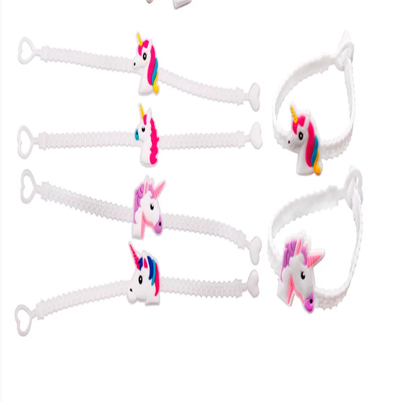 

10pcs Baby Shower Party Rubber Bracelet Unicorn Birthday Party Decoration Pvc Cartoon Soft Rubber Bracelet Random Style