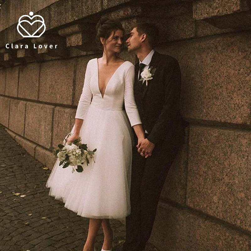 Новое атласное свадебное платье для невесты сексуальное с V образным вырезом и