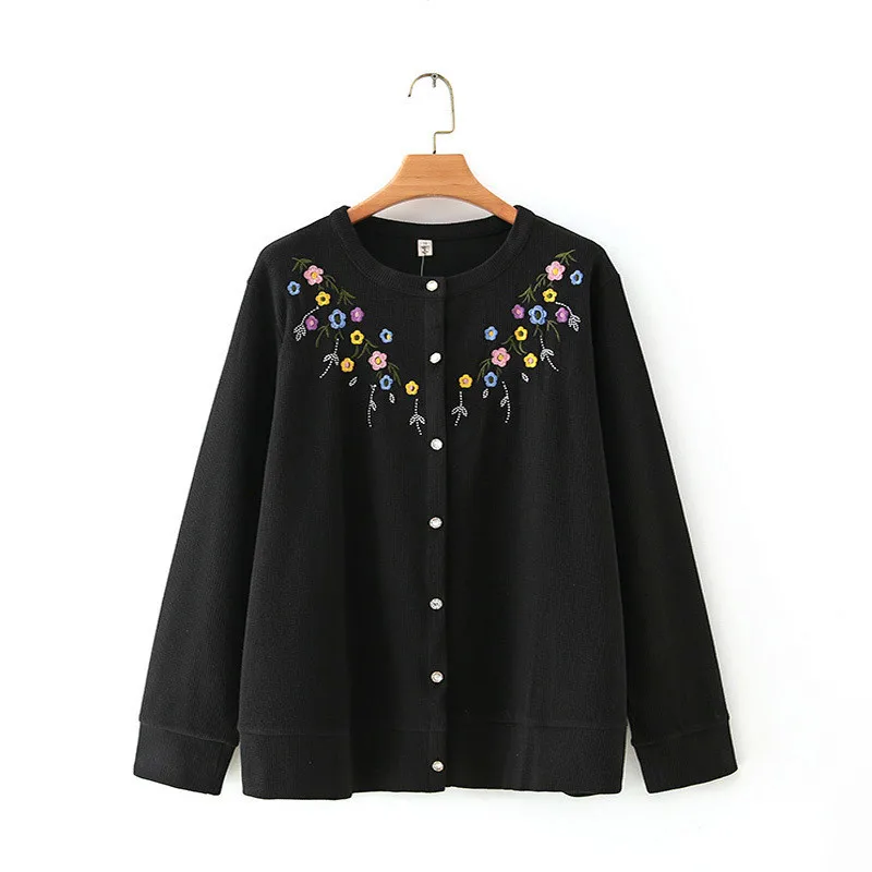 

HSA Korean-style Harajuku Flower Embroidered Sweater 2021 Loose Sweater Knitwear Women Cardigan Autumn Winter Knit Jacket Coat