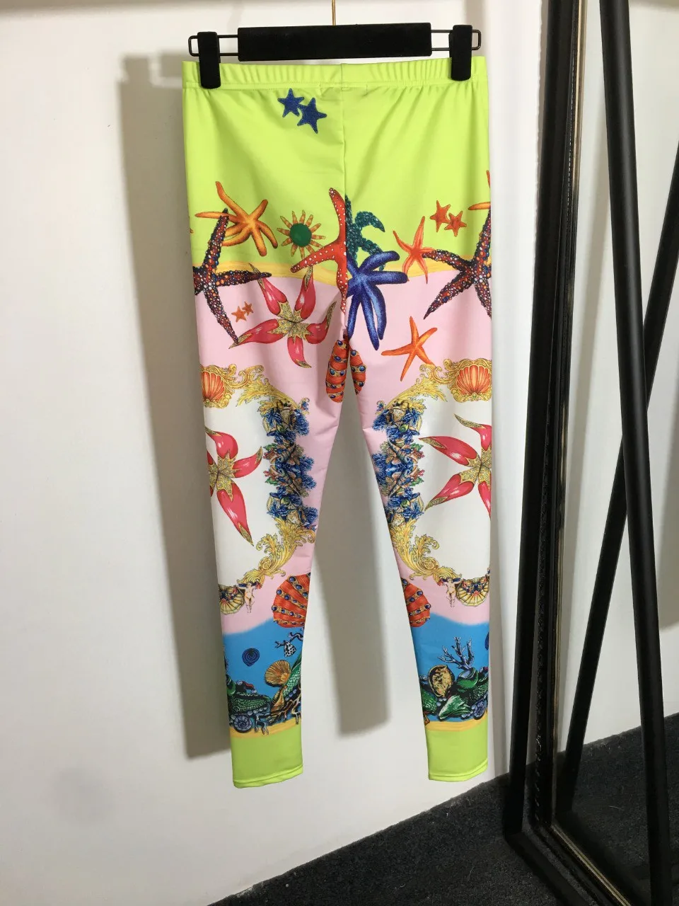 109801 Spring Summer Women High Quality Luxury Fashion Classic Shell Starfish Fashion Print Pants High Waist Slim Leggings V2