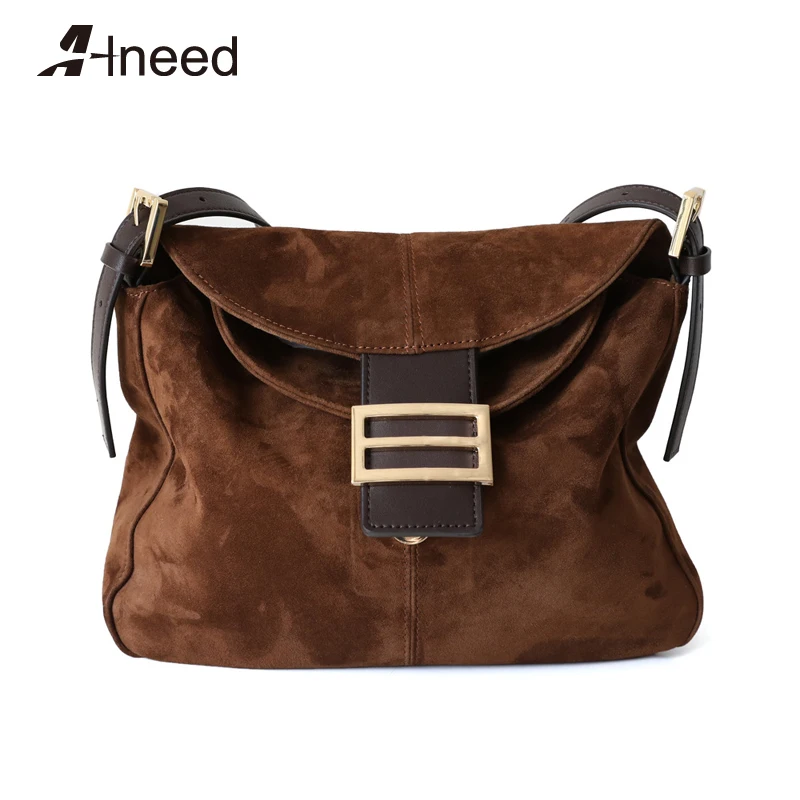 ALNEED замшевые сумки для женщин 2020 натуральная кожа Ретро стиль сумка на плечо